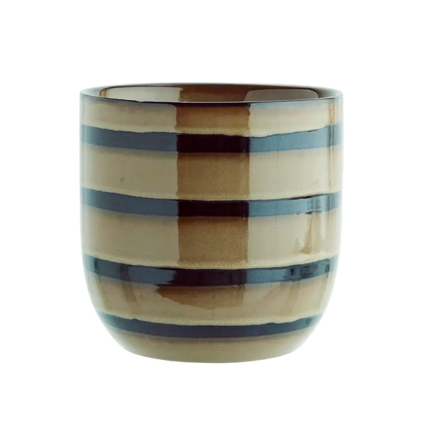 [023HY5527-19] Striped stoneware blómapottur
