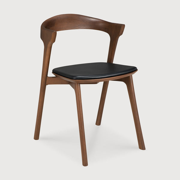 [3510685] Teak bok brown borðstofustóll m leðri