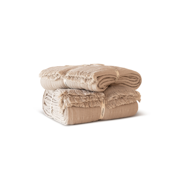 [0320010] Rúmteppi fringe smokey latte 140x260cm