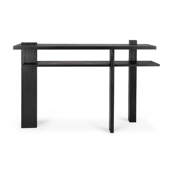 [3510121] Abstract hliðarborð - svart-lakkað tekk