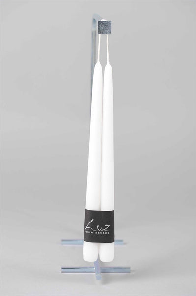 [01330510] Ø2,2xL30cm - pair of tapers VELVET white