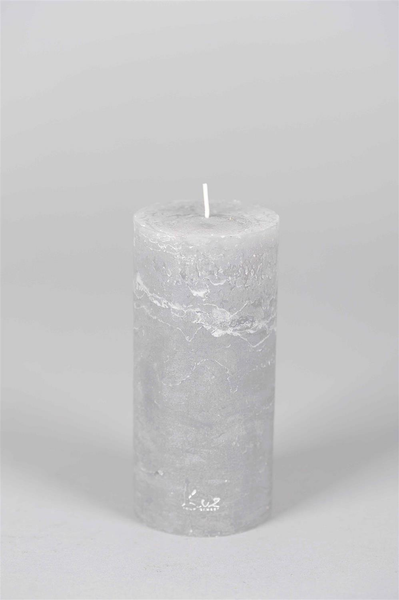 [01341511] Ø7xH15cm - rustic candle grey