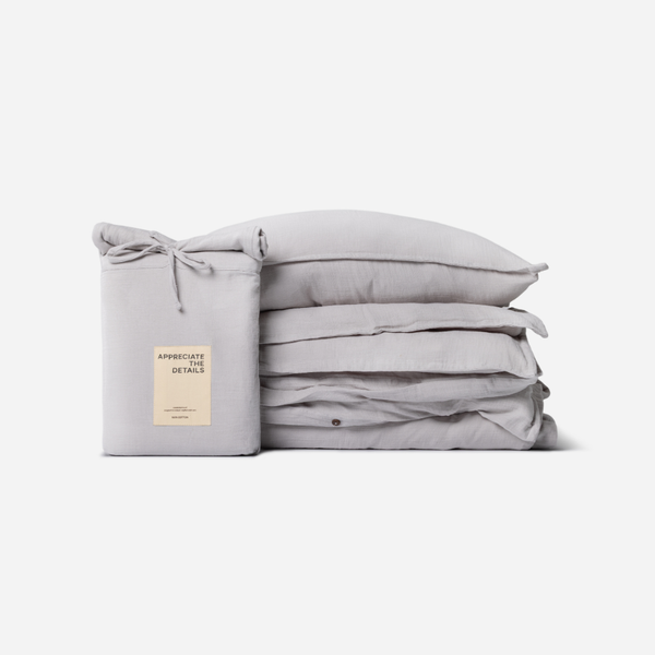 [032002MUSLIN] Rúmföt muslin Grey latte 140x200cm
