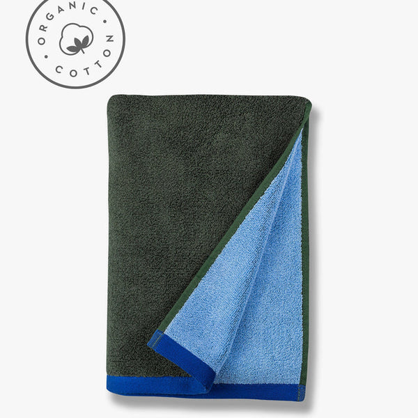 [010SOFTWL63] Soft handklæði 70x133 dark olive  / light blue