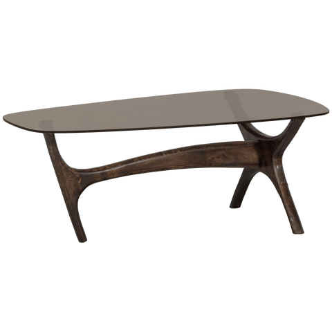 [011801350-W] FLASH COFFEE TABLE GLASS/WOOD WALNUT