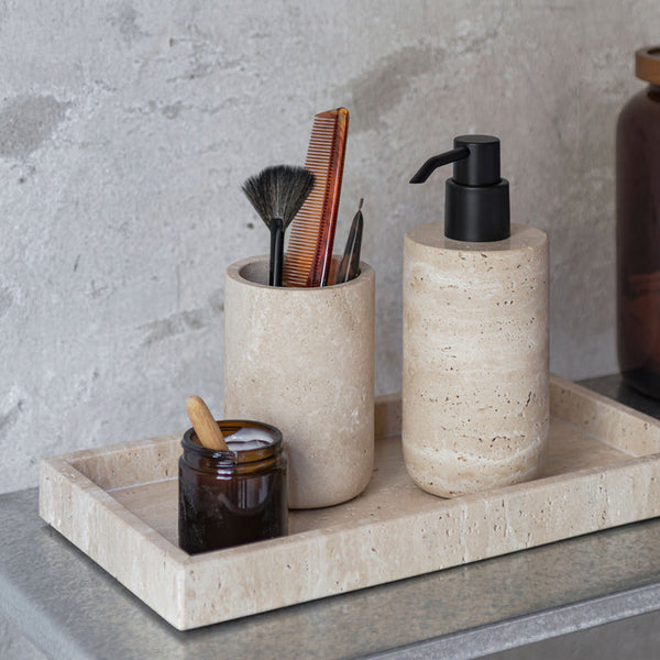 [010TRATUM44] Travertine tannburstaglas linen