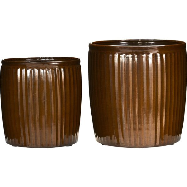 [282105302052] Groove brúnn blómapottur 32cm