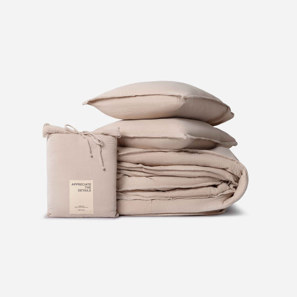 [03220MUSLIN] Rúmföt muslin cotton Smokey Latte 200x200cm