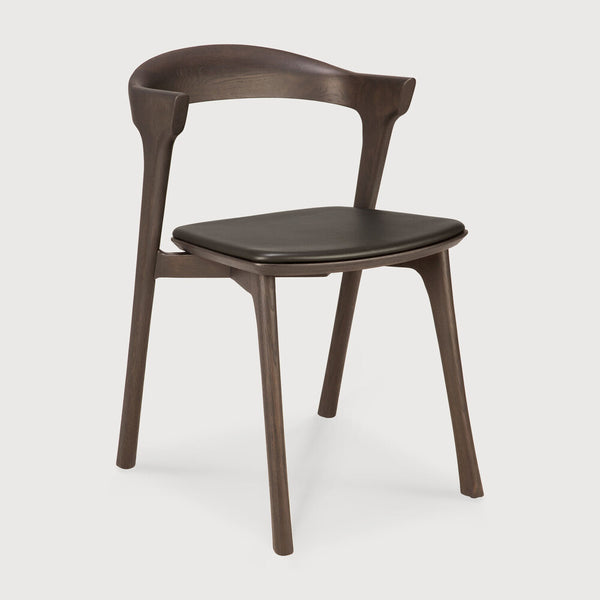 [3551551] Oak Bok Brown borðstofustóll m brúnni leðursessu