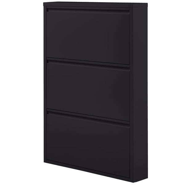 Sabine 3-compartment shoe cabinet metal black