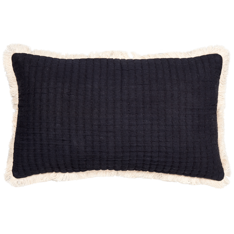 [011374022-Z] CALEB CUSHION SLUB CHENILLE EMBROIDERY WHITE/BLACK