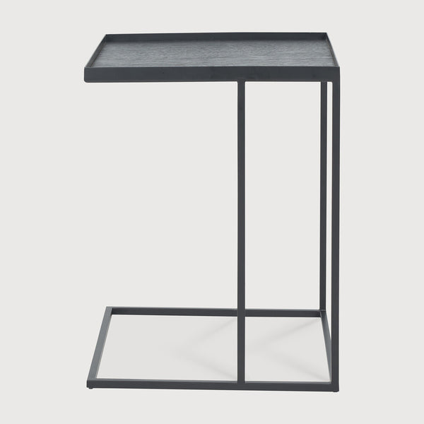 [3520792] Tray side table - varnished wood - black - square