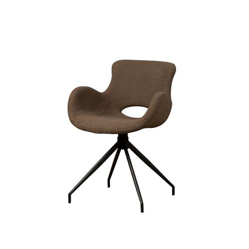 [008AI0127] Campo swivel armchair Teddy Dark brown