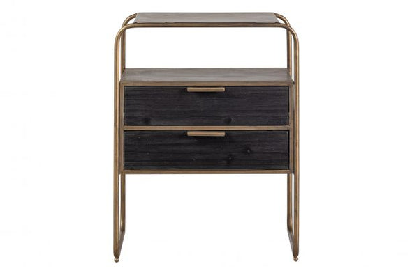 [011801188-B] Polite nightstand metal/wood ant.brass