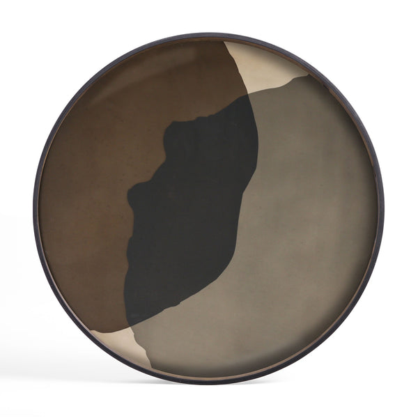 [3520909] Graphite combined dots glass tray -L