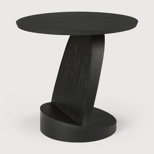 [3510185] Teak oblic black side table 52/52/49
